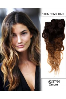 16”  7pcs #2/30/27 Black Auburn Blonde Ombre Body Wave 100% Remy Hair Clip In Hair Extensions 16”  7pcs #2/30/27 Black Auburn Blonde Ombre Body Wave 100% Remy Hair Clip In Hair Extensions